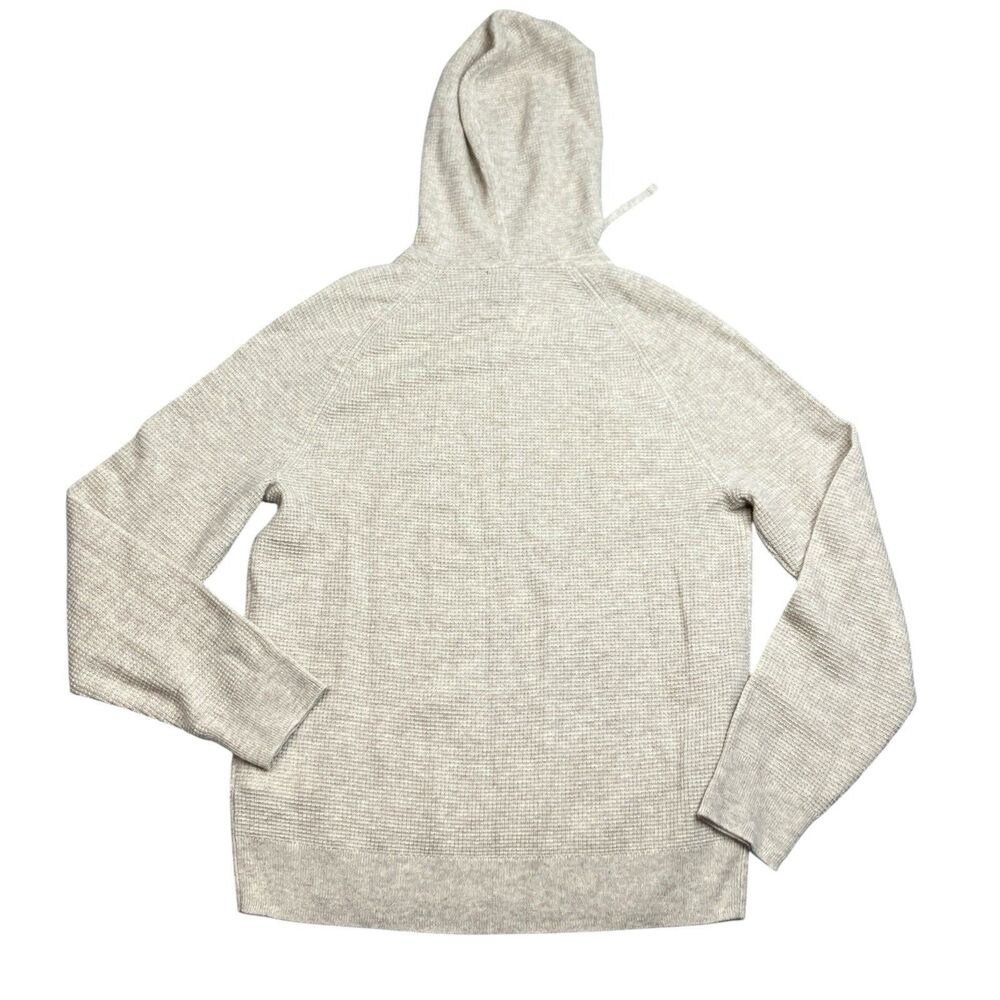 J Crew Hoodie Mens M Oatmeal 100% Cashmere Waffle Knit Pullover Sweater CB523 - Picture 11 of 11